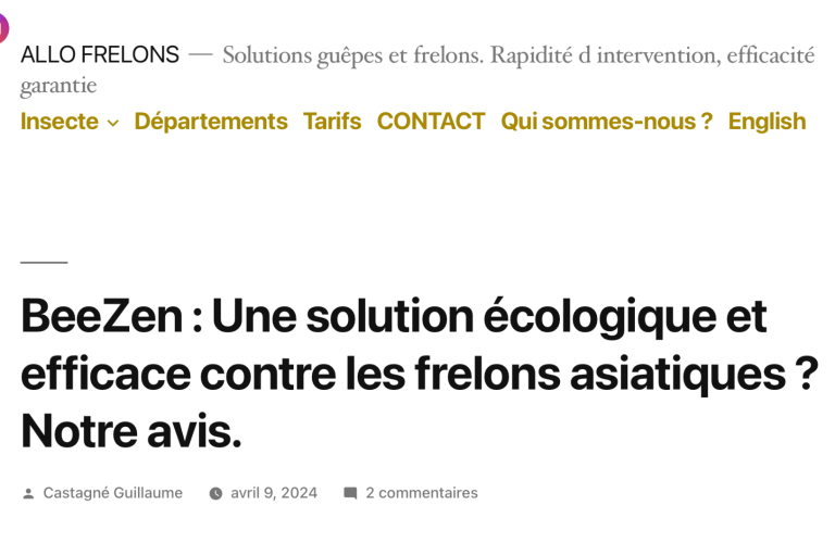 BeeZen Revue de Presse Article Allo Frelons